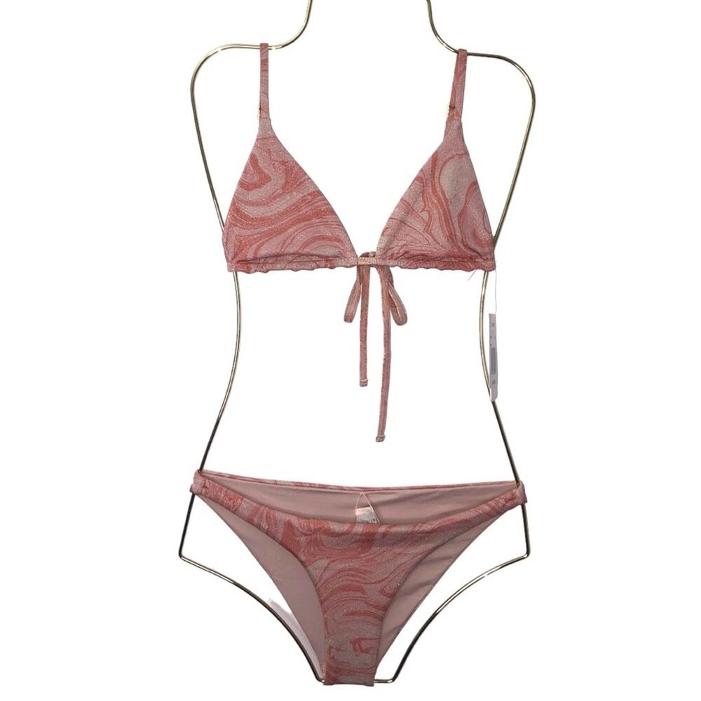 L*Space Bikini Brittany Top Camacho Bottom Metallic Tie Die Swirl Small NWT